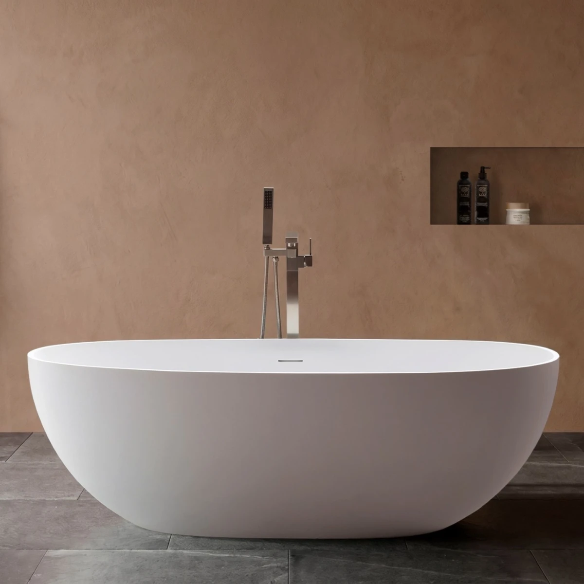 Ванна из литьевого мрамора Vincea Solid Surface VBT-4S06-1800MW 180x80 см, отдельностоящая, белый матовый