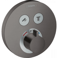 Смеситель для душа с термостатом hansgrohe ShowerSelect S 15743340 для 2 потребителей СМ шлифованный черный хром