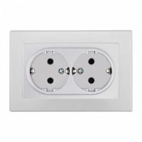 Розетка двойная с заземлением и со шторкой Arte Milano SET06-2 SET06-double-40-2 silver