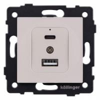 Розетка 2хUSB type A и C без рамки Kollinger  REA-037CM