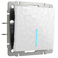 Выключатель проходной одноклавишный с подсветкой без рамки Werkel Hammer белый W1212101