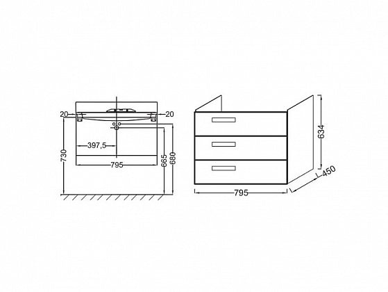 Тумба под раковину Jacob Delafon Rythmik 79.5 EB1309-G1C Белый Блестящий Лак