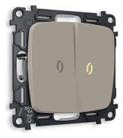 Выключатель двухклавишный с подсветкой без рамки Ambrella Volt Quant MO364010