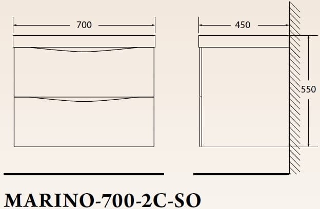 Тумба под раковину Belbagno Marino MARINO-700-2C-SO-RW-P Rovere Moro