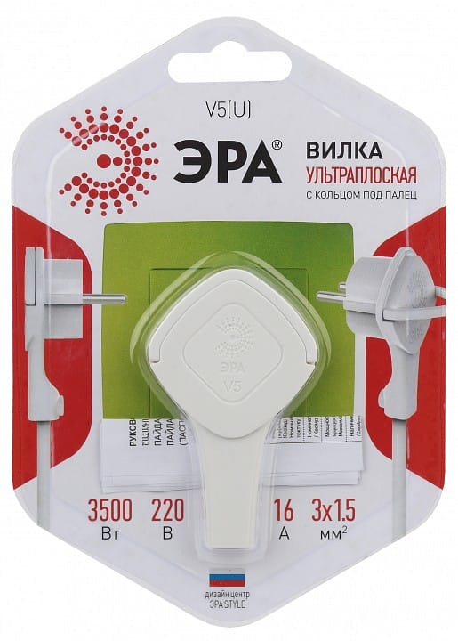 Вилка прямая с заземлением Эра  V5(U)