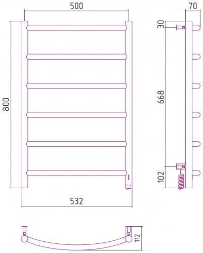 Электрический полотенцесушитель Сунержа Галант 4.0 800х500 31-0831-8050 матовый черный