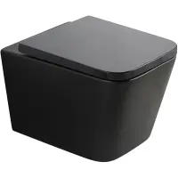 Унитаз подвесной Veconi Pulo VPU-51TB безободковый, торнадо, с сиденьем микролифт, черный матовый