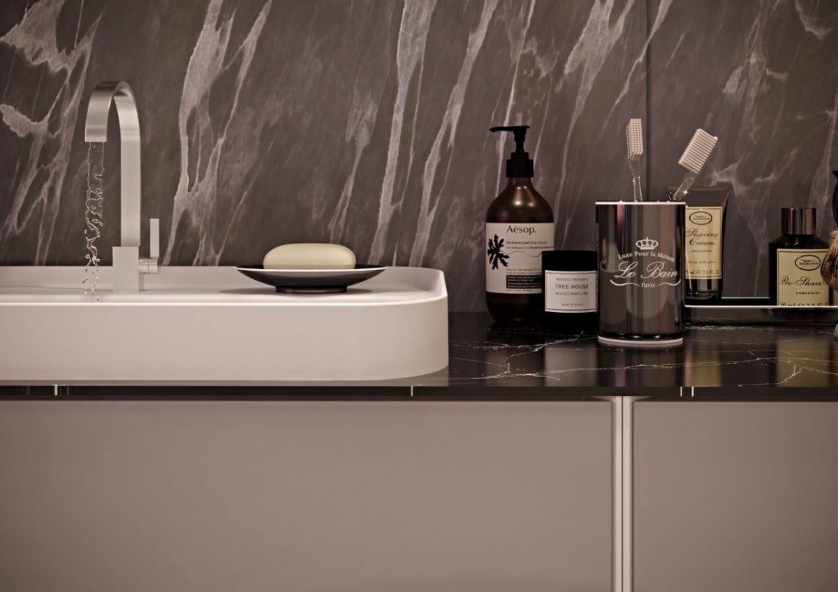 Тумба с раковиной Bagno Piu Ventidue 80 матовый цемент/белый матовый