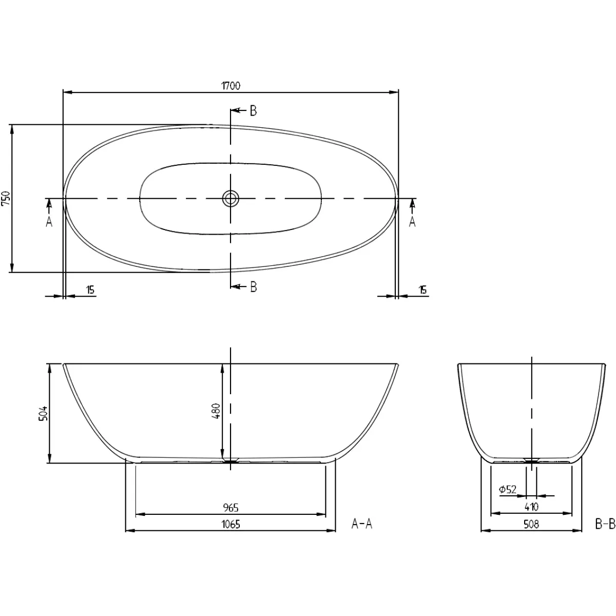 Квариловая ванна Villeroy & Boch Antao Grey UBQ170TAO7V-3S 170x75 см, отдельностоящая, серый матовый