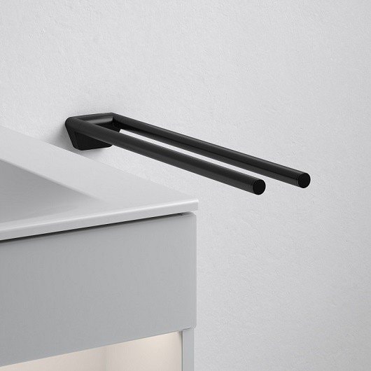 Полотенцедержатель Keuco Reva 12818370000 двойной черный матовый