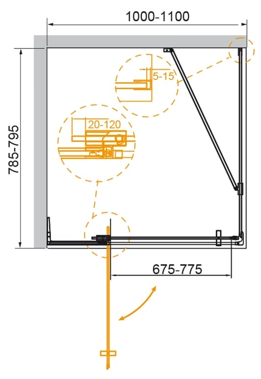 Душевой уголок Cezares Slider 110x80 SLIDER-AH-1-80-100/110-C-Cr