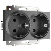Розетка двойная с заземлением без рамки Werkel графит рифленый W1172004