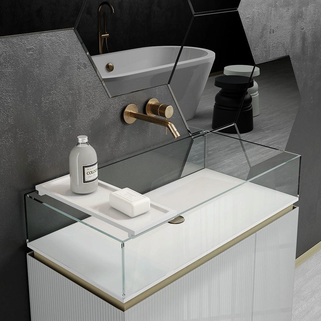 Комплект мебели с раковиной Artelinea Plisse PL80D (PLE80D+BPL80) бронза