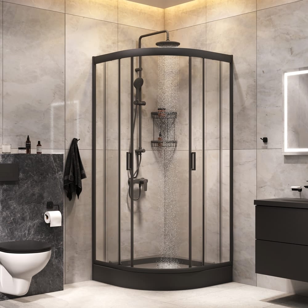 Комплект душевого уголка Am.Pm Gem 90x90 WK90EN черный матовый