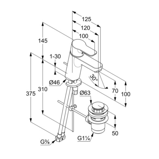 Смеситель для раковины Kludi PURE&EASY 372890565 хром