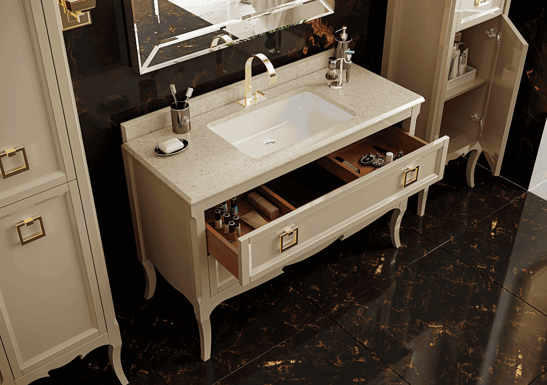Тумба с раковиной Bagno Piu Moretta 2.0 122 глянцевый капучино/золото