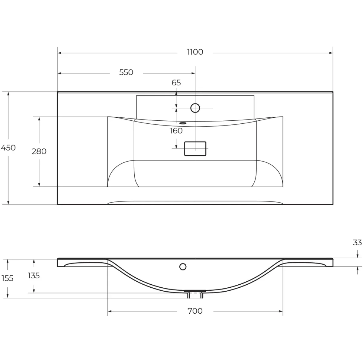 Раковина 110x45 см BelBagno Marino BB1100/450-LV-MR-PR