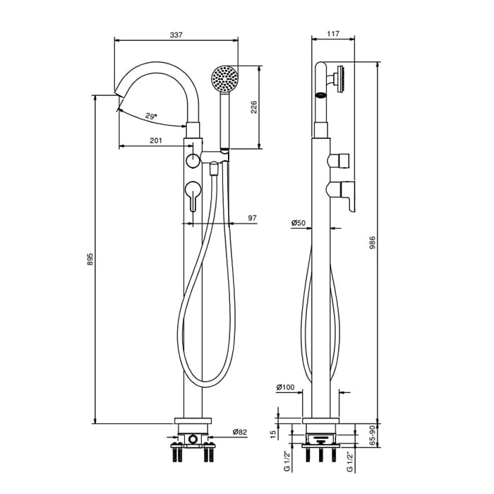 Термостат для ванны Fantini Icona Classic 53 P5 R080B черный