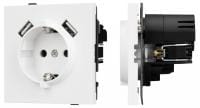 Розетка с заземлением и 2хUSB type A, без рамки Arlight SCT-TENDO 054082