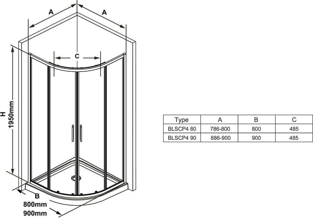 Душевой уголок Ravak Blix Slim BLSCP4-90 X3BM70C00Z1 блестящий+Transparent