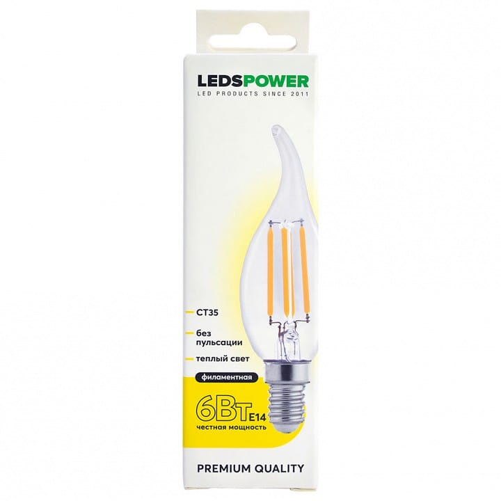 Лампа светодиодная LEDS POWER CT35 E14 6Вт 3000K 007090