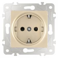 Розетка с заземлением и со шторкой без рамки Arte Milano am-203 203.40-1.shampan