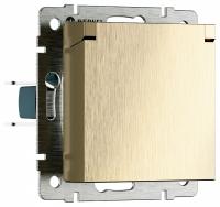 Розетка влагозащищенная с заземлением и со шторкой без рамки с крышкой Werkel шампань рифленый W1171210