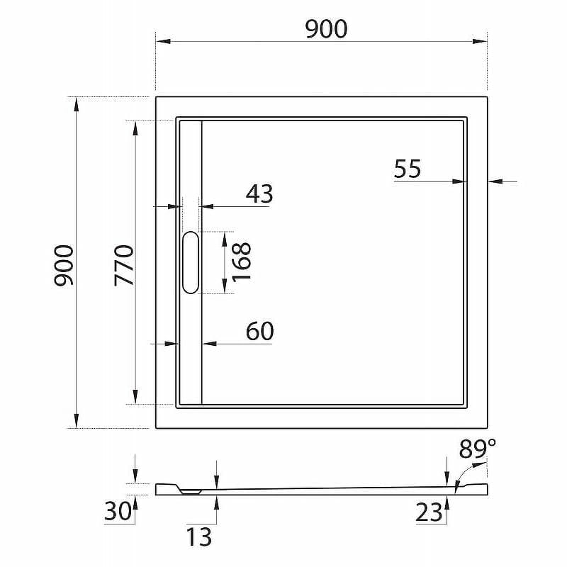Душевой поддон Cezares 90x90 TRAY-AS-A-90-30-NERO черный матовый