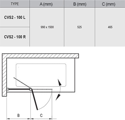 Шторка для ванны Ravak Chrome CVS2-100 R 7QRA0100Z1 белый+стекло Transparent