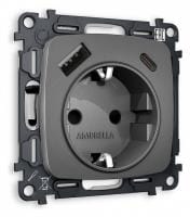 Розетка с заземлением и 2хUSB type A и C, без рамки Ambrella Volt OMEGA MO660010