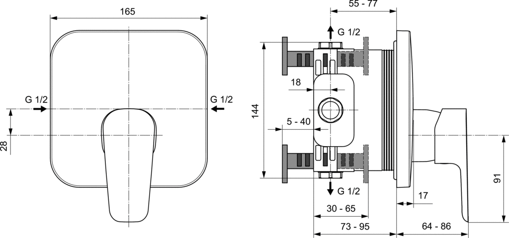 Смеситель для душа Ideal Standard Ceraplan III A6114AA встраиваемый комплект №2