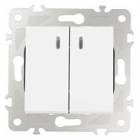 Выключатель двухклавишный с подсветкой без рамки Arte Milano 203 203.31-2.white
