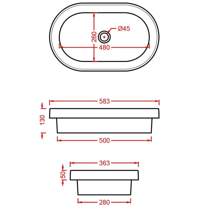 Раковина Artceram Fuori Scala TFL033 41 00 58х36 без перелива матера