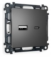 Розетка 2хUSB type A и C без рамки Ambrella Volt Quant MA661010