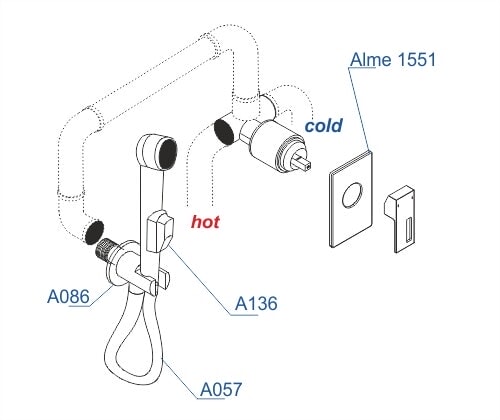 Комплект для биде WasserKRAFT Alme A15157 со шлангом 120 см