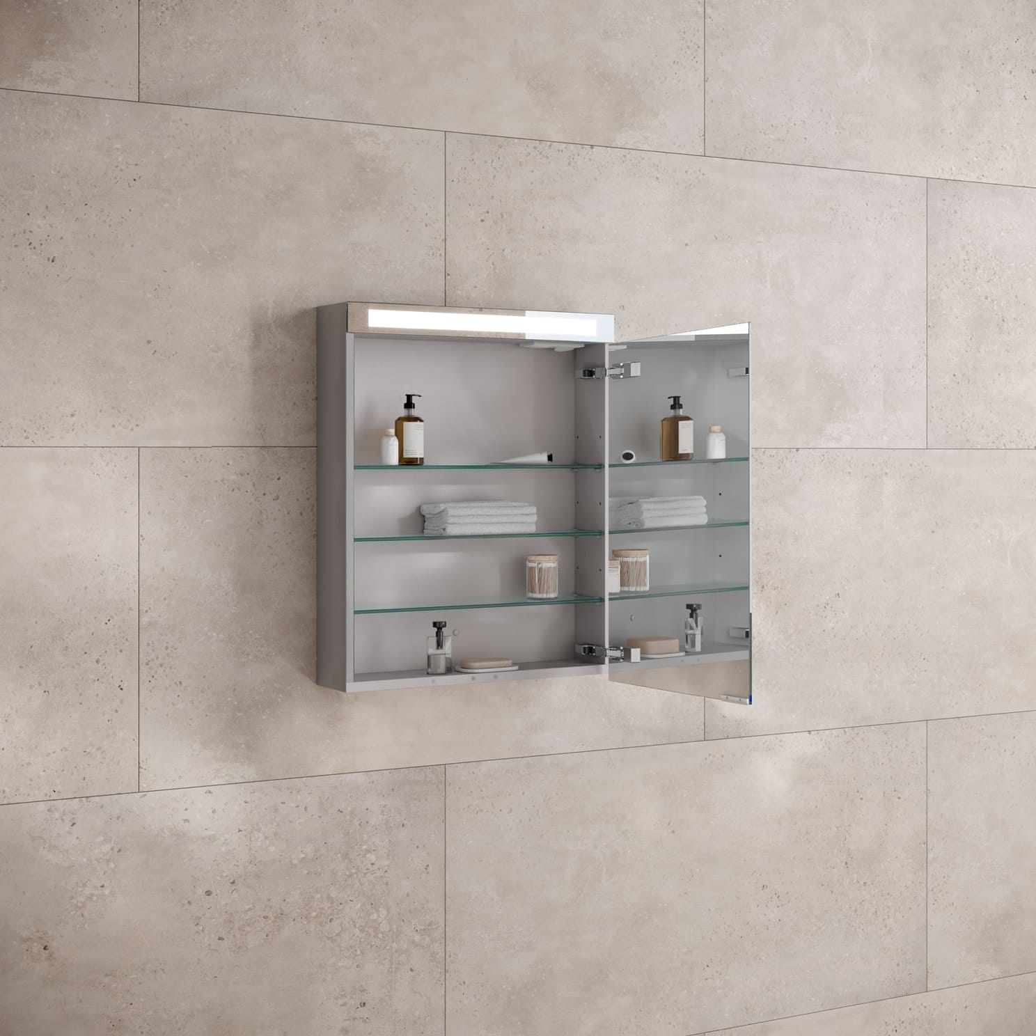 Шкаф зеркальный Keuco Royal E-One 50 44304171000 с подсветкой анодированное серебро