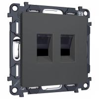 Розетка двойная Ethernet RJ-45 и со шторками, без рамки Ambrella Volt ALFA MA912110