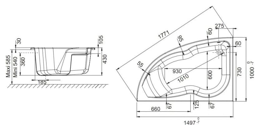 Акриловая ванна Jacob Delafon Micromega Duo 150x100 E60219RU-00 L