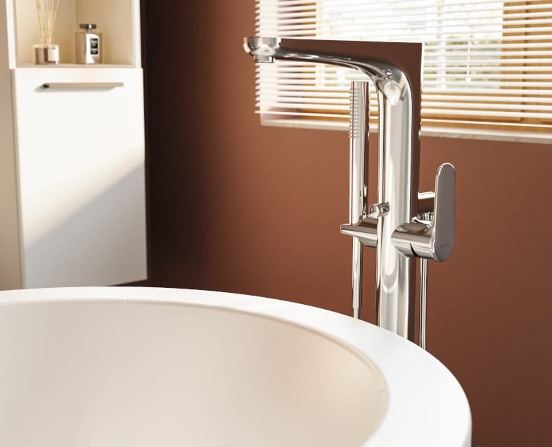 Напольный смеситель для ванны Vitra Root Round A42741EXP с душевым гарнитуром