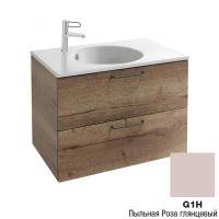 Тумба под раковину 80 см Jacob Delafon Odeon Rive Gauche EB2522-R9-G1H пыльная роза глянец ручки черные