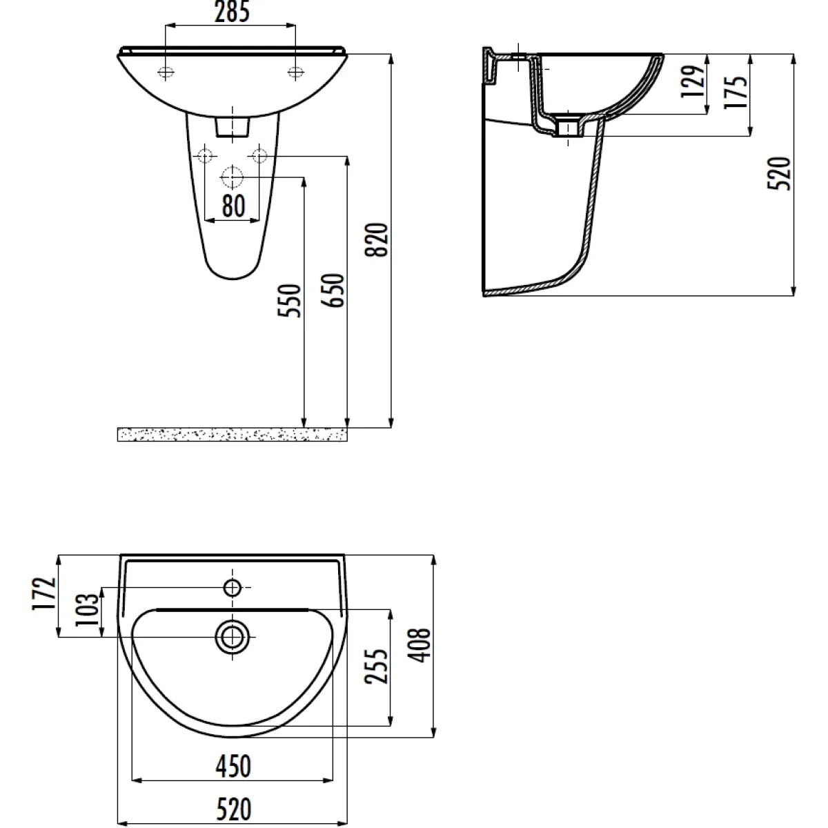 Раковина Creavit Oval TP155-00CB00E-0000 52x40,8 см, подвесная, белый