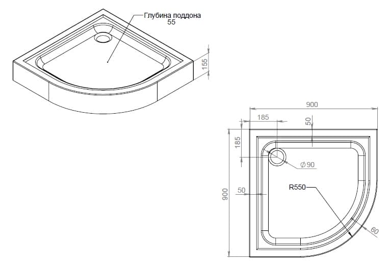 Душевой поддон AM.PM Gem 90х90 (W90T-401-090W)