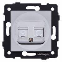 Розетка двойная RJ-11 и Ethernet RJ-45, без рамки Kollinger  REA-011GY