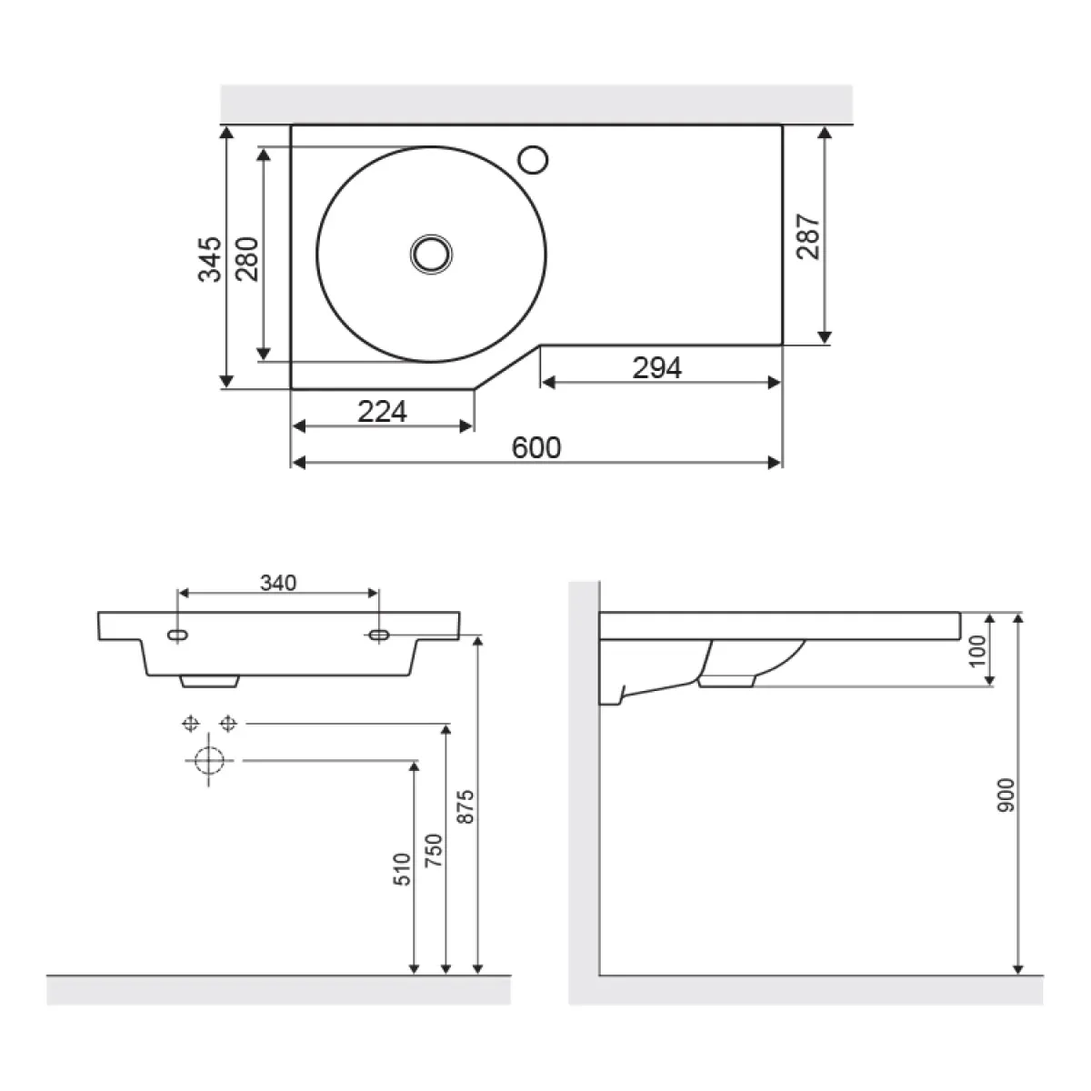 Раковина 60x34,5 см Excellent Be Spot CEEX.2301.600.WH