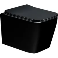 Унитаз подвесной CeramaLux TR5171MB безободковый, торнадо, с сиденьем микролифт, черный матовый