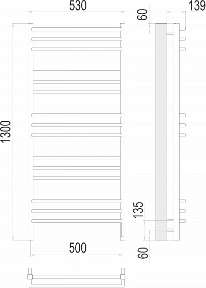 Полотенцесушитель электрический Terminus Соренто П15 500х1300 4670078531483