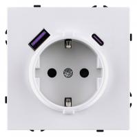 Розетка с заземлением и со шторкой и 2хUSB type A и C, без рамки Kollinger Eclipse EC-016WG