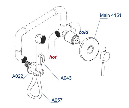 Комплект для биде WasserKRAFT A04157 со шлангом 120 см встраиваемый