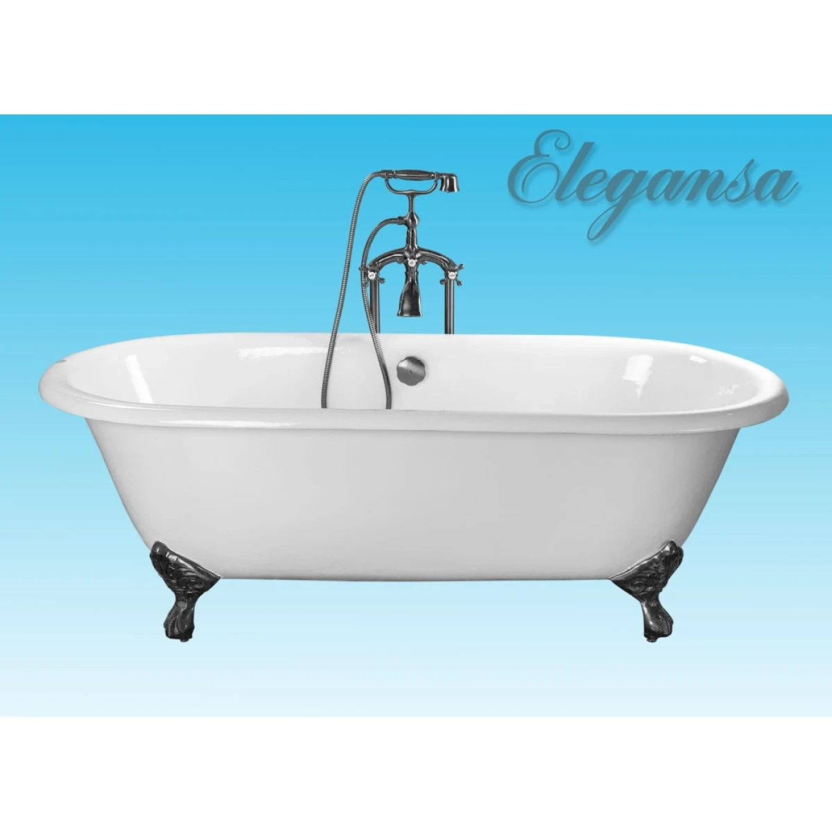 Ванна чугунная Elegansa Gretta Chrome Н0000361 167,6x76,5 см, отдельностоящая, белый