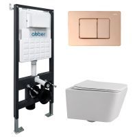 Комплект унитаза с инсталляцией Abber Rechteck AC1201-AC0105-AC0120RG с клавишей смыва хром
